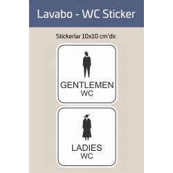 Ladies & Gentlemen WC Kapı Sticker Seti - 10 cm Tuvalet Yön Etiketi, Kadın Erkek İşareti