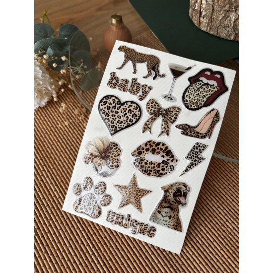 Leopar Premium 3D Görünümlü Göz Alıcı Parlak Kabartmalı Sticker Seti - Telefon Kılıfı Süsü, Etiket Leopar Premium 3D Görünümlü Göz Alıcı Parlak Kabartmalı Sticker Seti - Telefon Kılıfı Süsü, Etiket