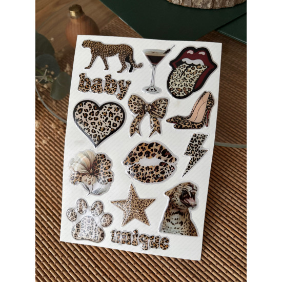 Leopar Premium 3D Görünümlü Göz Alıcı Parlak Kabartmalı Sticker Seti - Telefon Kılıfı Süsü, Etiket Leopar Premium 3D Görünümlü Göz Alıcı Parlak Kabartmalı Sticker Seti - Telefon Kılıfı Süsü, Etiket