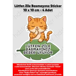 Lütfen Zile Basmayınız - Bebek Uyuyor Kişiye Özel Yazı Yazılabilir Kapı Duvar Zil Sticker Etiket