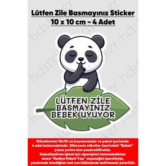 Lütfen Zile Basmayınız - Bebek Uyuyor Kişiye Özel Yazı Yazılabilir Kapı Duvar Zil Sticker Etiket Lütfen Zile Basmayınız - Bebek Uyuyor Kişiye Özel Yazı Yazılabilir Kapı Duvar Zil Sticker Etiket