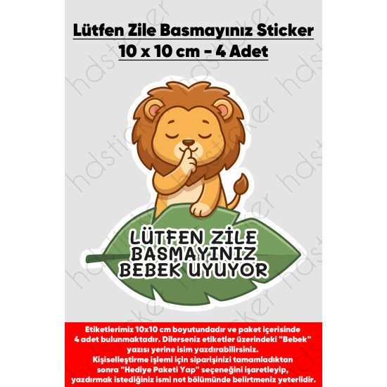 Lütfen Zile Basmayınız - Bebek Uyuyor Kişiye Özel Yazı Yazılabilir Kapı Duvar Zil Sticker Etiket Lütfen Zile Basmayınız - Bebek Uyuyor Kişiye Özel Yazı Yazılabilir Kapı Duvar Zil Sticker Etiket