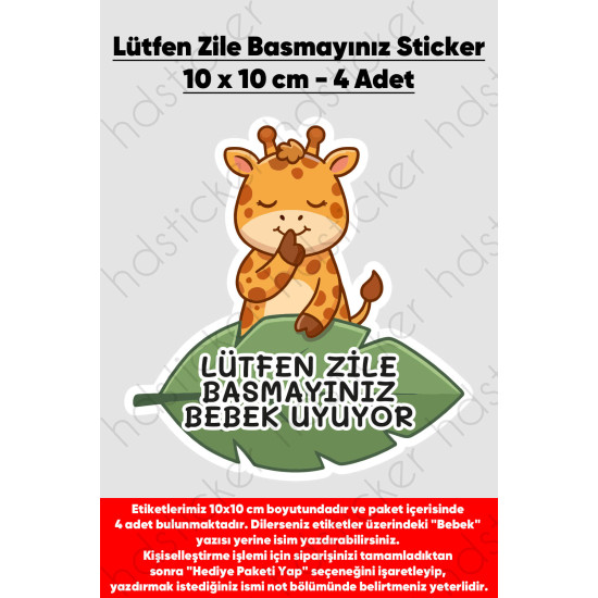 Lütfen Zile Basmayınız - Bebek Uyuyor Kişiye Özel Yazı Yazılabilir Kapı Duvar Zil Sticker Etiket Lütfen Zile Basmayınız - Bebek Uyuyor Kişiye Özel Yazı Yazılabilir Kapı Duvar Zil Sticker Etiket