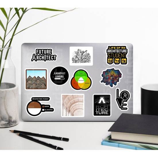 Mimar Architecture Temalı Laptop Notebook Tablet Etiket Sticker Set P1