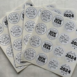 Mutlu Yıllar Yılbaşı Yeni Yıl Paketleme Ambalaj Temalı Sticker Seti Etiket 64 Adet 4 CM Paket 16