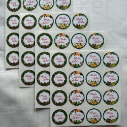Mutlu Yıllar Yılbaşı Yeni Yıl Paketleme Ambalaj Temalı Sticker Seti Etiket 64 Adet 4 CM Paket 19