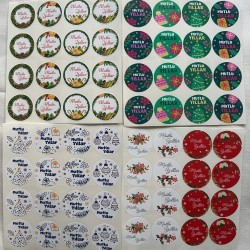 Mutlu Yıllar Yılbaşı Yeni Yıl Paketleme Ambalaj Temalı Sticker Seti Etiket 64 Adet 4 CM Paket 23