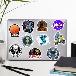 Nasa Uzay Astronot Temalı Laptop Notebook Tablet Etiket Sticker Set P1