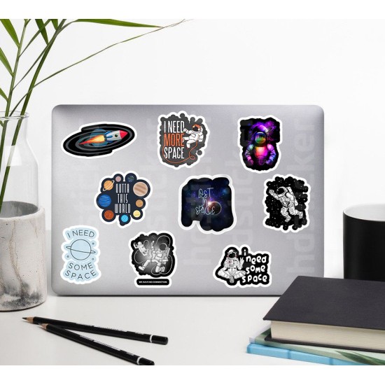 Nasa Uzay Astronot Temalı Laptop Notebook Tablet Etiket Sticker Set P2