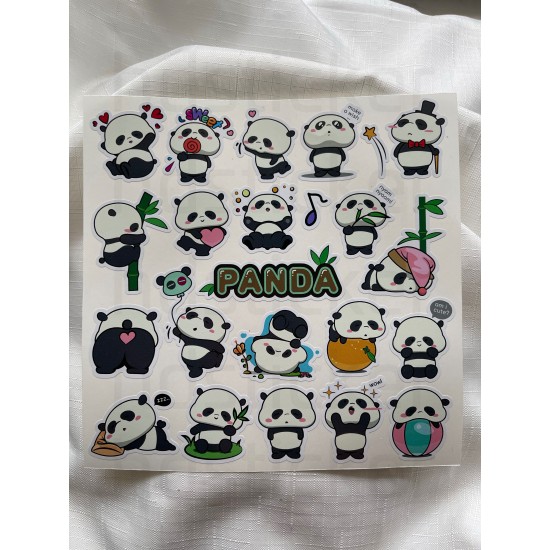 Panda Temalı Laptop Notebook Tablet Etiket Sticker Seti P1
