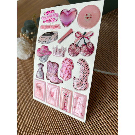 Pembe Premium 3D Görünümlü Göz Alıcı Parlak Kabartmalı Sticker Seti - Telefon Kılıfı Süsü, Etiket Pembe Premium 3D Görünümlü Göz Alıcı Parlak Kabartmalı Sticker Seti - Telefon Kılıfı Süsü, Etiket