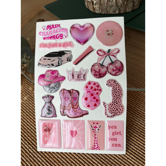 Pembe Premium 3D Görünümlü Göz Alıcı Parlak Kabartmalı Sticker Seti - Telefon Kılıfı Süsü, Etiket Pembe Premium 3D Görünümlü Göz Alıcı Parlak Kabartmalı Sticker Seti - Telefon Kılıfı Süsü, Etiket
