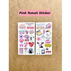 Pink Temalı Sticker Seti 32 Adet Planner Ajanda Laptop Tablet Telefon Bullet Journal Etiket