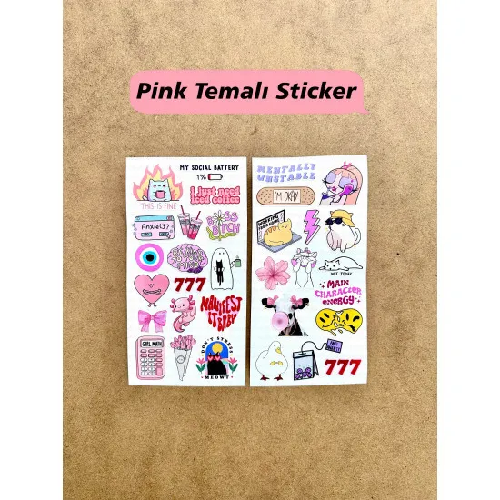 Pink Temalı Sticker Seti 32 Adet Planner Ajanda Laptop Tablet Telefon Bullet Journal Etiket Pink Temalı Sticker Seti 32 Adet Planner Ajanda Laptop Tablet Telefon Bullet Journal Etiket