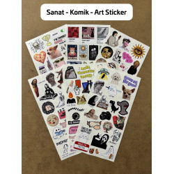 Sanat - Komik - Art - Mental Sticker Seti, Laptop, Notebook, Bullet Journal, Tablet, Defter, Etiket