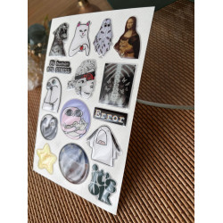 Sanat Premium 3D Görünümlü Göz Alıcı Parlak Kabartmalı Sticker Seti - Telefon Kılıfı Süsü, Etiket P1