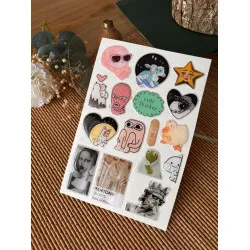 Sanat Premium 3D Görünümlü Göz Alıcı Parlak Kabartmalı Sticker Seti - Telefon Kılıfı Süsü, Etiket P2