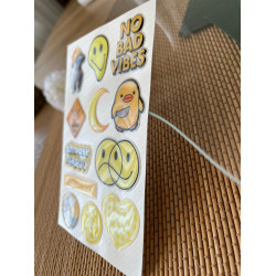 Sarı Premium 3D Görünümlü Göz Alıcı Parlak Kabartmalı Sticker Seti - Telefon Kılıfı Süsü, Etiket