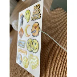 Sarı Premium 3D Görünümlü Göz Alıcı Parlak Kabartmalı Sticker Seti - Telefon Kılıfı Süsü, Etiket