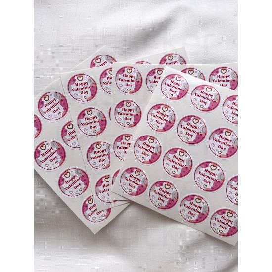Sevgililer Günü Valentine's Day Paketleme Ambalaj Temalı Sticker Seti Etiket 64 Adet 4 CM Paket 1