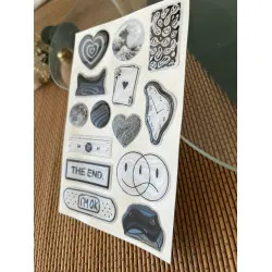 Siyah Premium 3D Görünümlü Göz Alıcı Parlak Kabartmalı Sticker Seti - Telefon Kılıfı Süsü, Etiket
