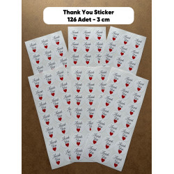 Thank You Sticker 126 Adet 3 Cm Kargo Ambalaj Etiketi Hediyelik Paketleme İşletme Firma Süsü
