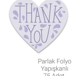 Thank You Teşekkürler 75 Adet 4CM Kalp Etiket Paket Yapışkanlı Ürün Ambalaj Sticker P1