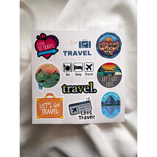 Travel Seyahat Gezi Kamp Temalı Laptop Notebook Tablet Etiket Sticker Set P1