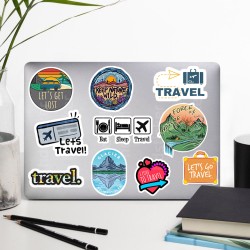 Travel Seyahat Temalı Laptop Notebook Tablet Etiket Sticker Set P1