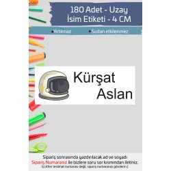Uzay Space İsme Özel Okul Etiketi Kalem Defter Etiketi İsim Yazılabilen Sticker Etiket 180 Adet