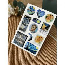 Van Gogh Premium 3D Görünümlü Göz Alıcı Parlak Kabartmalı Sticker Seti - Telefon Kılıfı Süsü, Etiket