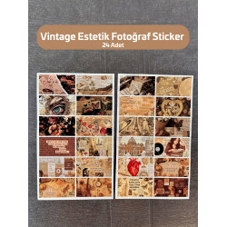 Vintage Estetik Fotoğraf Sticker Seti - Defter, Ajanda, Bullet Journal, Retro, Nostaljik Etiket Seti