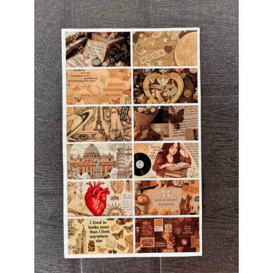 Vintage Estetik Fotoğraf Sticker Seti - Defter, Ajanda, Bullet Journal, Retro, Nostaljik Etiket Seti