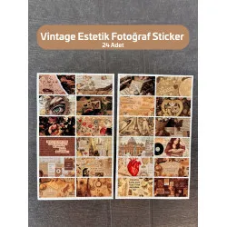 Vintage Estetik Fotoğraf Sticker Seti - Defter, Ajanda, Bullet Journal, Retro, Nostaljik Etiket Seti
