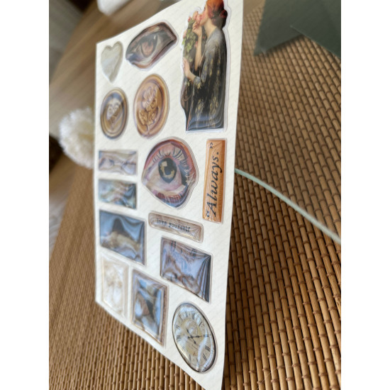 Vintage Premium 3D Görünümlü Göz Alıcı Parlak Kabartmalı Sticker Seti - Telefon Kılıfı Süsü, Etiket