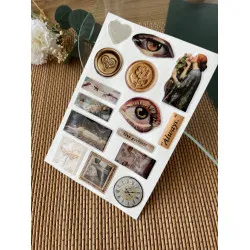 Vintage Premium 3D Görünümlü Göz Alıcı Parlak Kabartmalı Sticker Seti - Telefon Kılıfı Süsü, Etiket