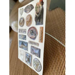 Vintage Premium 3D Görünümlü Göz Alıcı Parlak Kabartmalı Sticker Seti - Telefon Kılıfı Süsü, Etiket