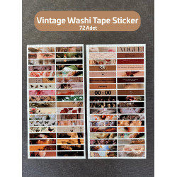 Vintage Washi Tape Sticker Seti - Defter, Ajanda, Bullet Journal ve Scrapbook İçin Retro Etiket Seti