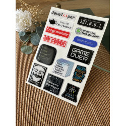 Yazılım Premium 3D Görünümlü Göz Alıcı Parlak Kabartmalı Sticker Seti - Telefon Kılıfı Süsü, Etiket