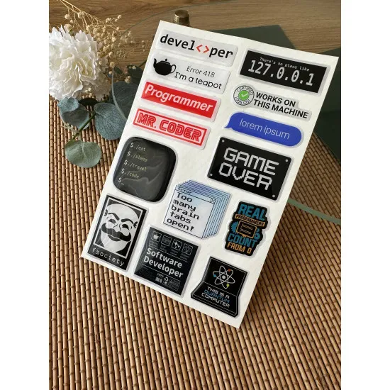 Yazılım Premium 3D Görünümlü Göz Alıcı Parlak Kabartmalı Sticker Seti - Telefon Kılıfı Süsü, Etiket Yazılım Premium 3D Görünümlü Göz Alıcı Parlak Kabartmalı Sticker Seti - Telefon Kılıfı Süsü, Etiket