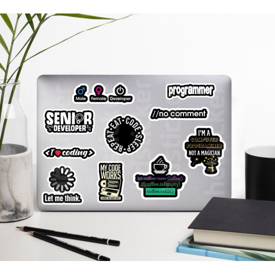 Yazılım & Yazılımcı Software Developer Laptop Notebook Tablet Etiket Sticker Set P40
