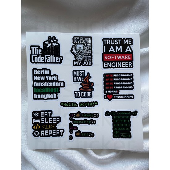 Yazılım & Yazılımcı Software Developer Laptop Notebook Tablet Etiket Sticker Set P41