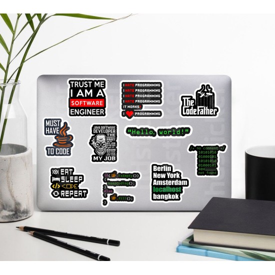 Yazılım & Yazılımcı Software Developer Laptop Notebook Tablet Etiket Sticker Set P41