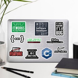 Yazılım & Yazılımcı Software Developer Laptop Notebook Tablet Etiket Sticker Set P44