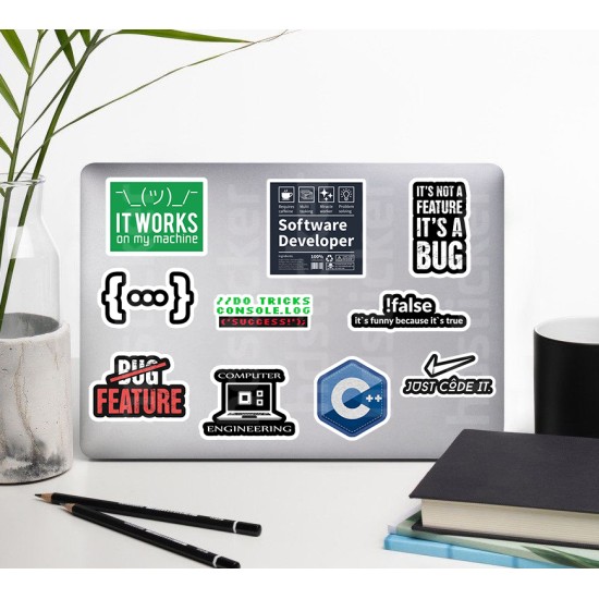 Yazılım & Yazılımcı Software Developer Laptop Notebook Tablet Etiket Sticker Set P44