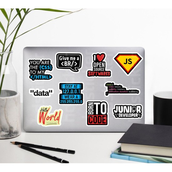 Yazılım & Yazılımcı Laptop Notebook Tablet Etiket Sticker Set P45