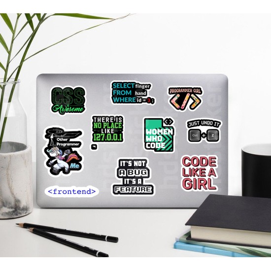 Yazılım & Yazılımcı Software Developer Laptop Notebook Tablet Etiket Sticker Set P50