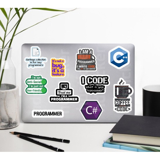 Yazılım & Yazılımcı Laptop Notebook Tablet Etiket Sticker Set P52