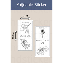Yıkanabilir 2 Adet Yağdanlık Yağlık Zeytinyağı Ayçiçek Yağı Şişe Sticker Etiket P2