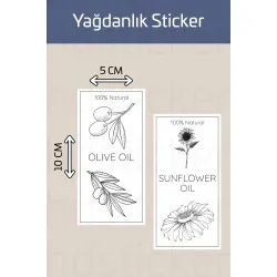 Yıkanabilir 2 Adet Yağdanlık Yağlık Zeytinyağı Ayçiçek Yağı Şişe Sticker Etiket P2